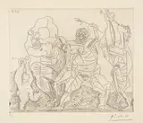 Pablo Picasso, Bacchanale avec enfant aux cymbales, Cannes, 17. September 1955, Radierung