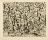 Camille Pissarro, Paysage sous bois, à l'Hermitage, Pontoise, 1879, Radierung
