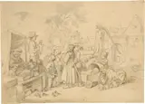 Ludwig Richter, Der Puppenspieler, 1833, Aquarell über Bleistiftzeichnung