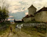 Henri Rousseau, Scène champêtre près d'un manoir, Wohl 1877-1890, Öl auf Leinwand, auf Holztafel doubliert