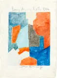Serge Poliakoff, Composition Livre d'or, 1966, Aquarellierte Farbstifte über leichter Vorzeichnung in Bleistift