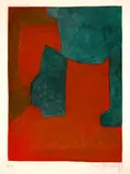 Serge Poliakoff, Komposition in Rot und Grün, 1962, Farbige Aquatinta mit Kaltnadel und Radierung