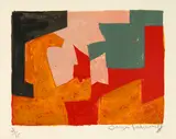 Komposition in Orange, Schwarz, Rosa, Grün und Rot by Serge Poliakoff, 1959, Farbige Lithographie, offered Jun 2019