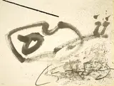 Variation sur un thème musical 5 by Antoni Tàpies, 1987, Vierfarbige Lithographie und Prägedruck, offered Jun 2019