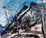 Lovis Corinth, Walchensee, Winterlandschaft, Winter 1922/1923, Ölfarbe auf Malkarton, auf Holzplatte aufgelegt