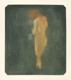 Edvard Munch, Stehender weiblicher Akt, 1896, Schabkunst über Aquatinta und Kaltnadel, von einer Platte farbig gedruckt (à la poupée)