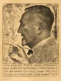 Cuno Amiet, Der Künstler malend - Blatt zu Weihnachten 1928, 1928, Lithographie