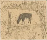 Pierre Bonnard, Vache dans un pré, Um 1920, Bleistiftzeichnung