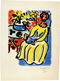 Henri Matisse, Marie-José en robe jaune, 1950, Farbige Aquatinta
