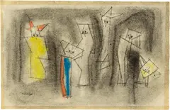 Ghosties by Lyonel Feininger, Um 1954, Aquarell, Kohle über Federzeichnung in Tusche, offered Jun 2018
