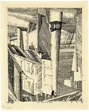 Lyonel Feininger, Old Houses in Paris, 1934, Tuschfederzeichnung
