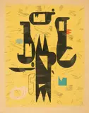 Willi Baumeister, Spitze Formen, 1948, Farbige Lithographie