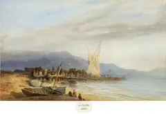 Alexandre Calame, Au bord du Lac Léman, Um 1835, Aquarell