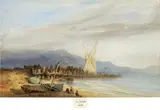 Alexandre Calame, Au bord du Lac Léman, Um 1835, Aquarell