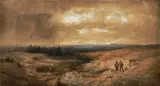 Alexandre Calame, Deux chasseurs, Um 1835, Aquarell, weiss gehöht
