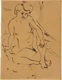 Sitzender Akt (Dodo) by Ernst Ludwig Kirchner, Um 1909/10, Rohrfederzeichnung in schwarzer Tusche auf bräunlichem Velin, offered Jun 2018