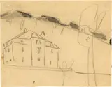 Skizze eines Hauses im Park by Ernst Ludwig Kirchner, Um 1910, Bleistiftzeichnung, offered Jun 2018