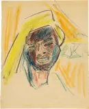 Kopf der NegertÃ¤nzerin Milli by Ernst Ludwig Kirchner, 1910-1911, Farbige Kreiden und Pastell, Konturen in schwarzer Kreide, offered Jun 2018