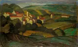 Roger de La Fresnaye, Paysage de La Ferté-sous-Jouarre, 1912, Öl auf Leinwand, auf Malkarton aufgezogen