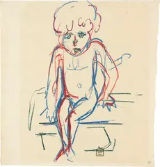 Albert Müller, Kaspar, Um 1925, Zeichnung in farbigen Fettkreiden