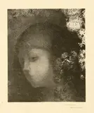 Odilon Redon, Tête d'enfant avec fleure, 1897, Lithographie