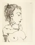 Pablo Picasso, Buste de femme à la queue de cheval: Jacqueline, 19. März 1955, Aquatinta