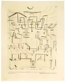 Zeichnung zur arabischen Stadt (22/29) by Paul Klee, 1922 - Werknummer 1922 / 36 x, Bleistift auf Briefpapier, vom Künstler auf Unterlagekarton aufgezogen, auf dem Unterlagekarton mit, offered Jun 2017