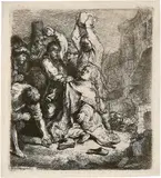 Die Steinigung des heiligen Stephanus by Rembrandt Harmensz van Rijn, 1635, Radierung, mit dem Stichel leicht überarbeitet, offered Jun 2017