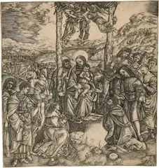 Die Anbetung der Heiligen Drei Könige by Cristofano Robetta, Um 1502, Kupferstich, offered Jun 2017