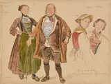 Albert Anker, "Unterwalden" (Trachtenbildnisse nach Josef Reinhart), Nach 1857., Aquarell über Tuschfeder und Bleistift, weiss gehöht.