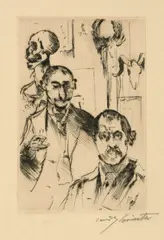 Doppelbildnis mit Skelett by Lovis Corinth, 1916., Kaltnadel., offered Jun 2017