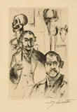 Lovis Corinth, Doppelbildnis mit Skelett, 1916., Kaltnadel.