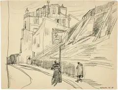 Montmartre by Lyonel Feininger, Mai 1911., Zeichnung in schwarzer Kohle., offered Jun 2017