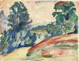 Giovanni Giacometti, Waldlandschaft mit Spaziergänger