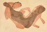 Henri Laurens, Femme allongée au bras levé, Um 1950., Farbige Lithographie.