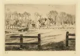 Camille Pissarro, Prairie et moulin, 1885., Radierung.