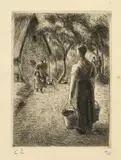 Camille Pissarro, Paysanne portant des seaux, 1889., Radierung.