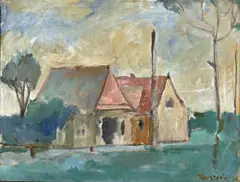 Wilhelm Oesterle, Hof in Brandenburg, 1926., Öl auf Leinwand.
