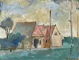 Wilhelm Oesterle, Hof in Brandenburg, 1926., Öl auf Leinwand.