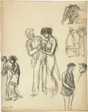 Théophile Steinlen, Fünf Studien von Paaren im Gespräch