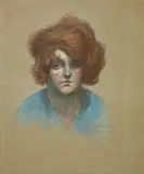 Théophile Steinlen, Porträt einer Dame in blauer Bluse