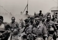 Hilmar Pabel, German Infantry soldiers / Destroyed Krupp plant in Essen, c. 1944 / 1947, 1947, photograph