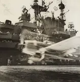 Edward Steichen, Aircraft Grumman F6F 'Hellcat' starts at carrier USS Lexington 'The Blue Ghost