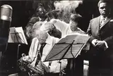 Guy Le Querrec, Dexter Gordon and Ron Carter on the set of 'Round Midnight', France 1985, 1985, photograph