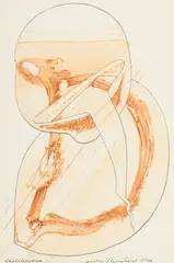 André Thomkins, Cephalopodium, 1976, lavis sépia et encre de Chine sur papier