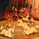 Carlo Roselli, Scène de cirque, huile sur toile