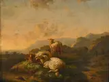 Léopold Robert, Paysage aux trois moutons au pied des Monts Albain, huile sur toile
