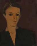 Albert Chavaz, Portrait d'une jeune femme, 1974, huile sur carton entoilé