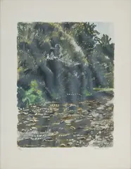 Robert Hainard, La rivière (La Laire), bois gravé