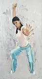 Carlos Bardales, Jeune fille dansant, acrylique sur toile